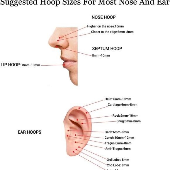 5Pcs 16G 18G Surgical Steel Nose Rings Hoop Tragus Septum Cartilage Hoop Earring - Picture 4 of 5